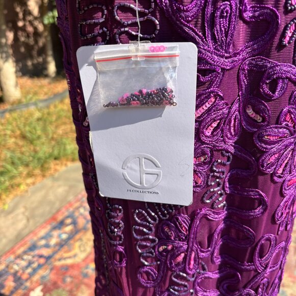 NWT JS Collections Purple Embroidered Illusion Dress | Size 6 Cocktail or Formal - Picture 9 of 13